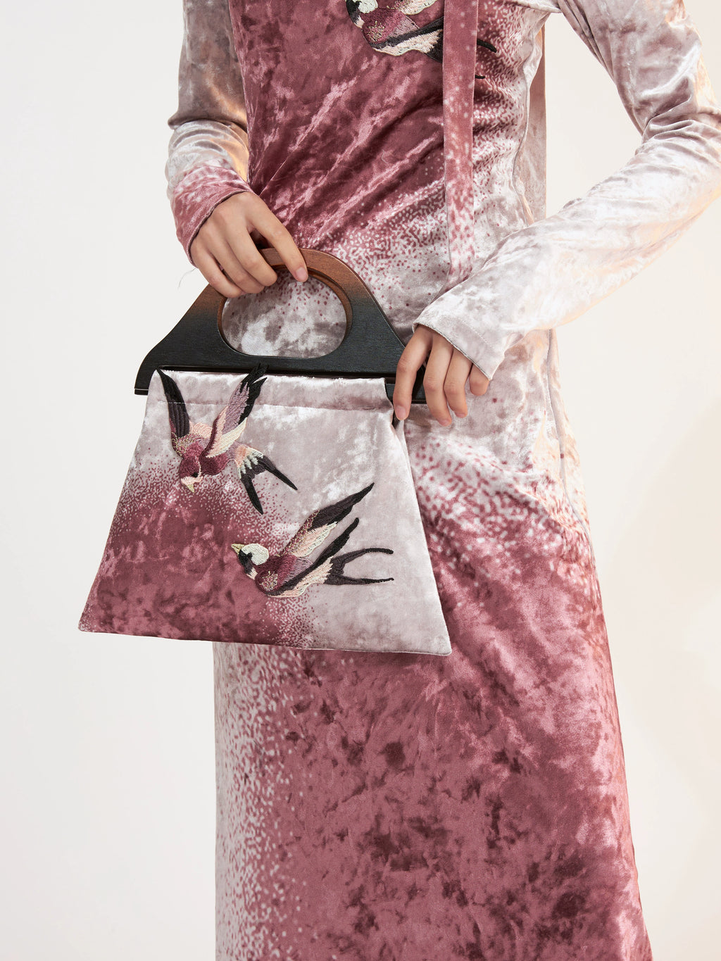 Eidolon Grain Velvet Print Embroidered Handbag