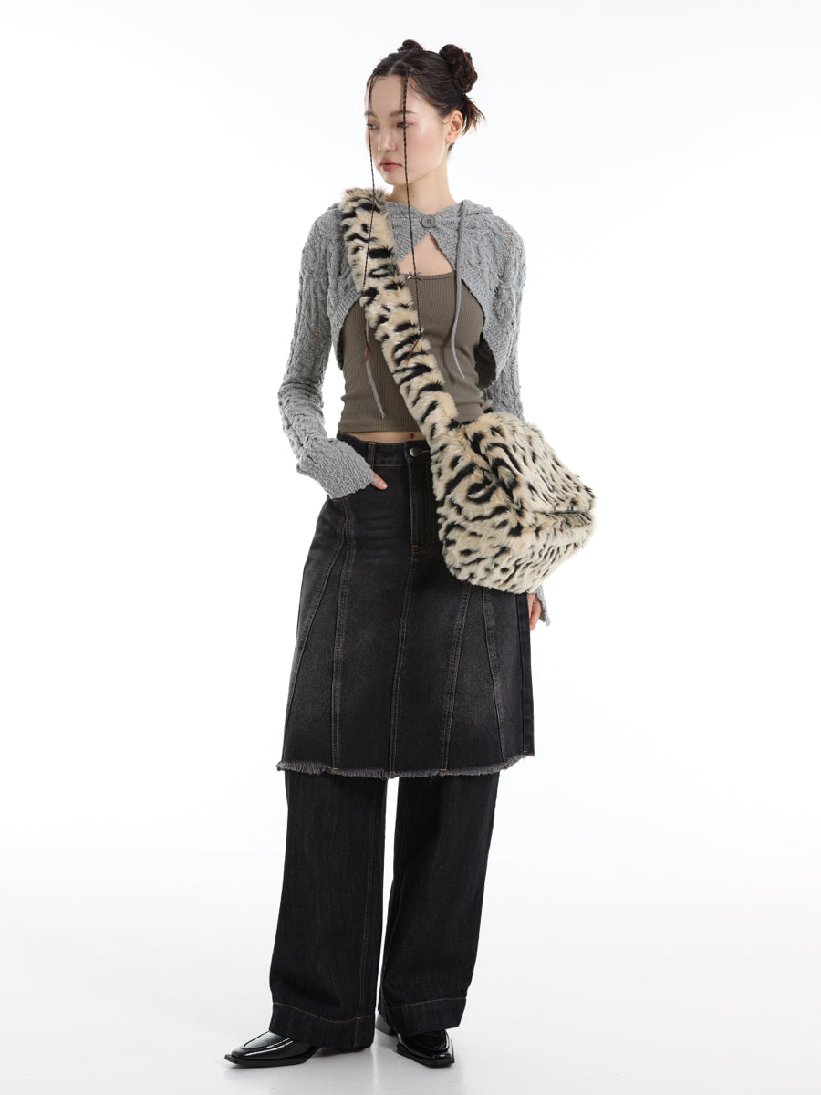 DirtySix spotted leopard flip square bag