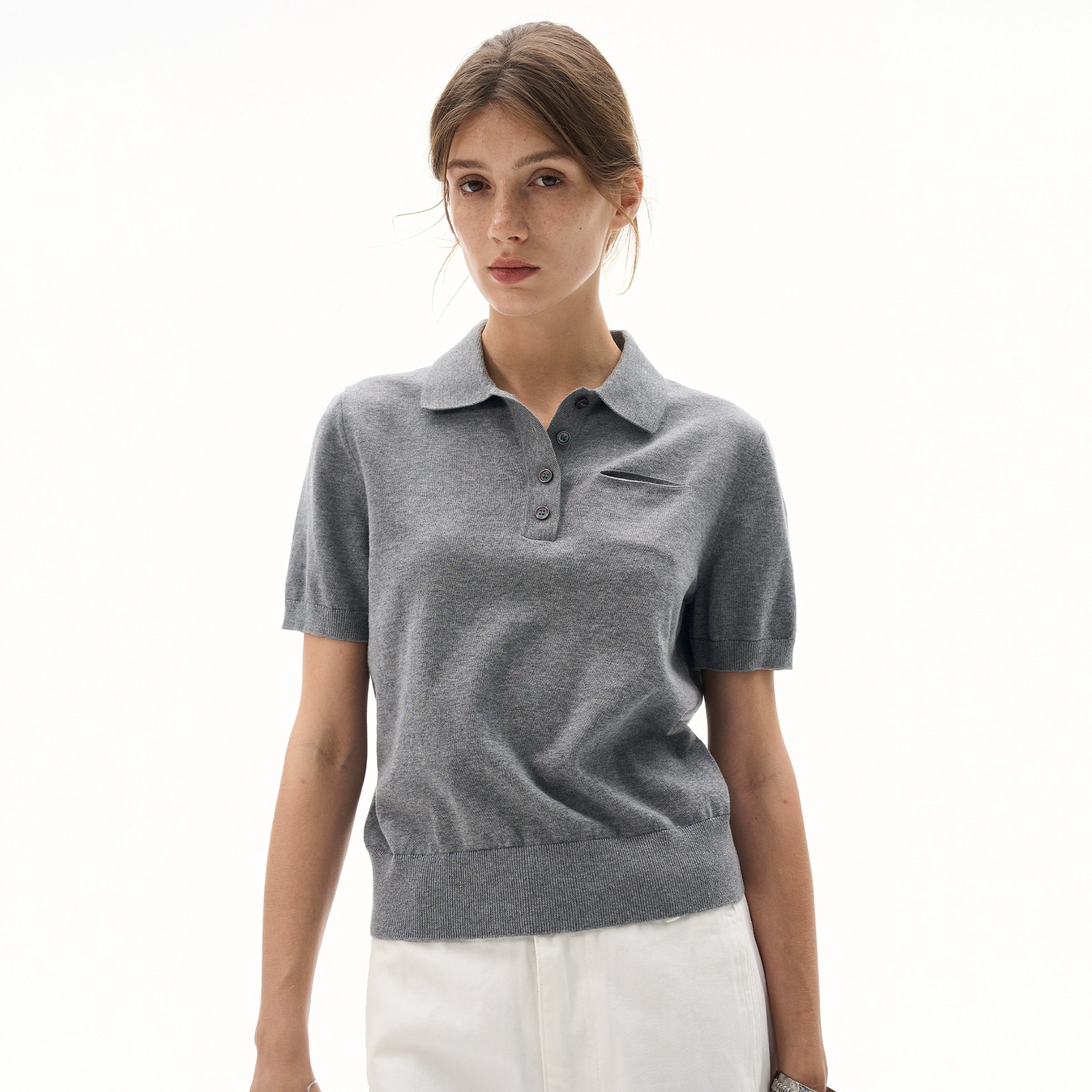 MADWITCH Vintage Front Shoulder Knitted Slim Tee