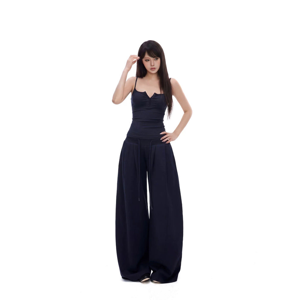 WITHMIN Waist Suspender Slacks Set