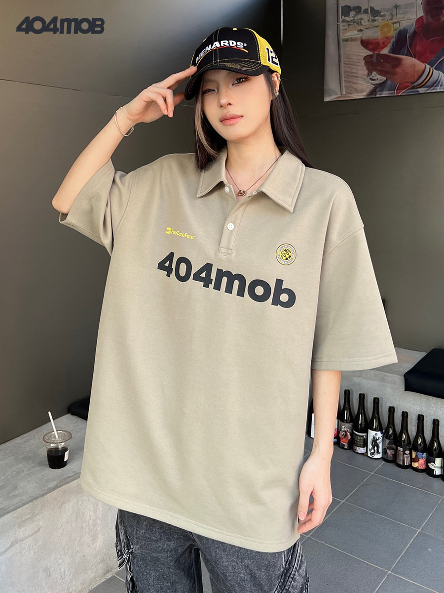 404MOB embroidered short-sleeved POLO shirt