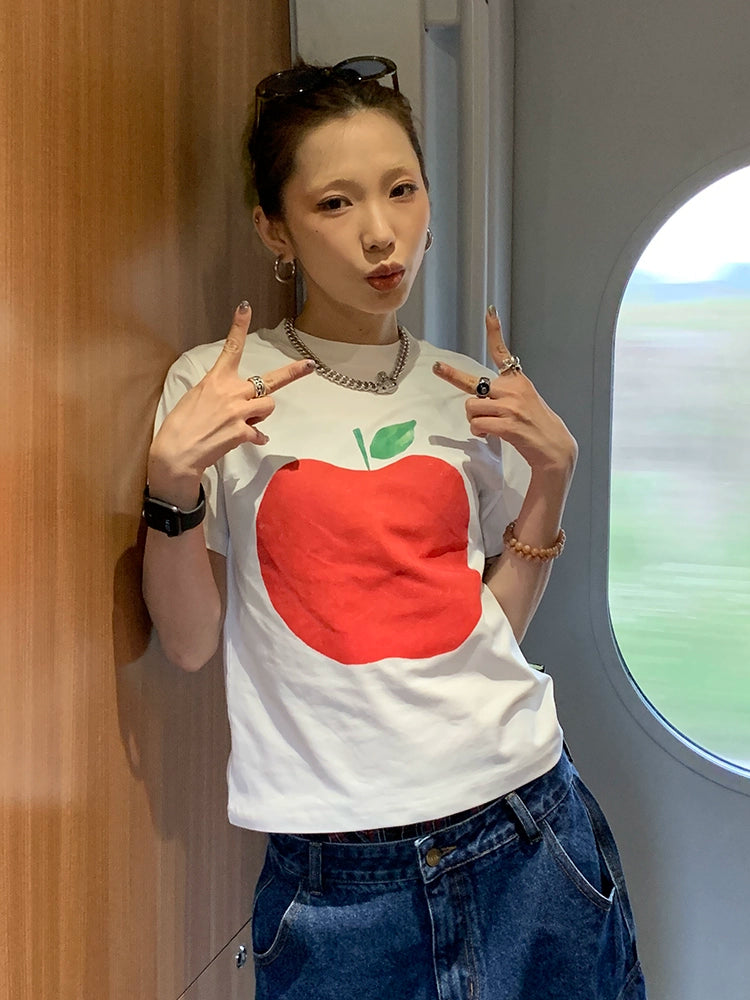 MMBBT Apple Print Crew Neck Tee