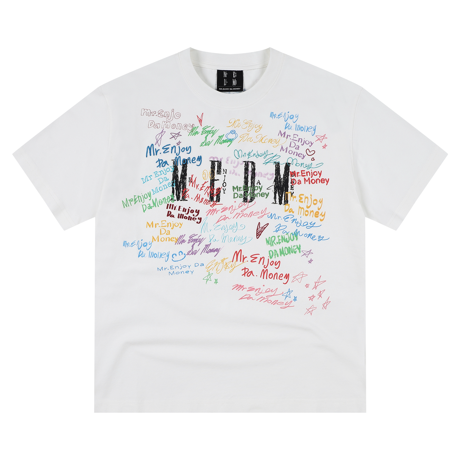 MEDM Font Graffiti Print Embroidery Loose Tee