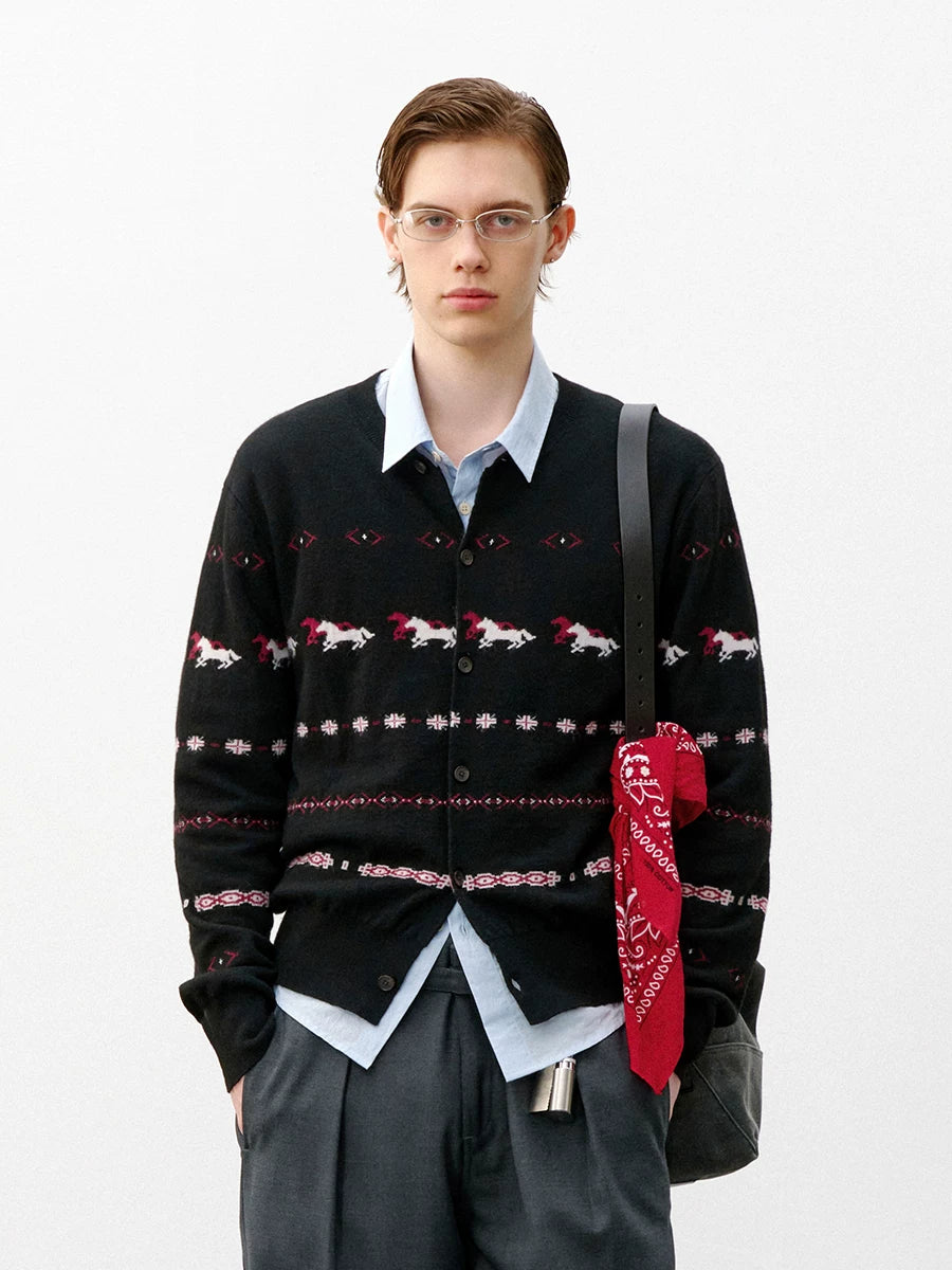 714Street Casual Jacquard Sweater Cardigan