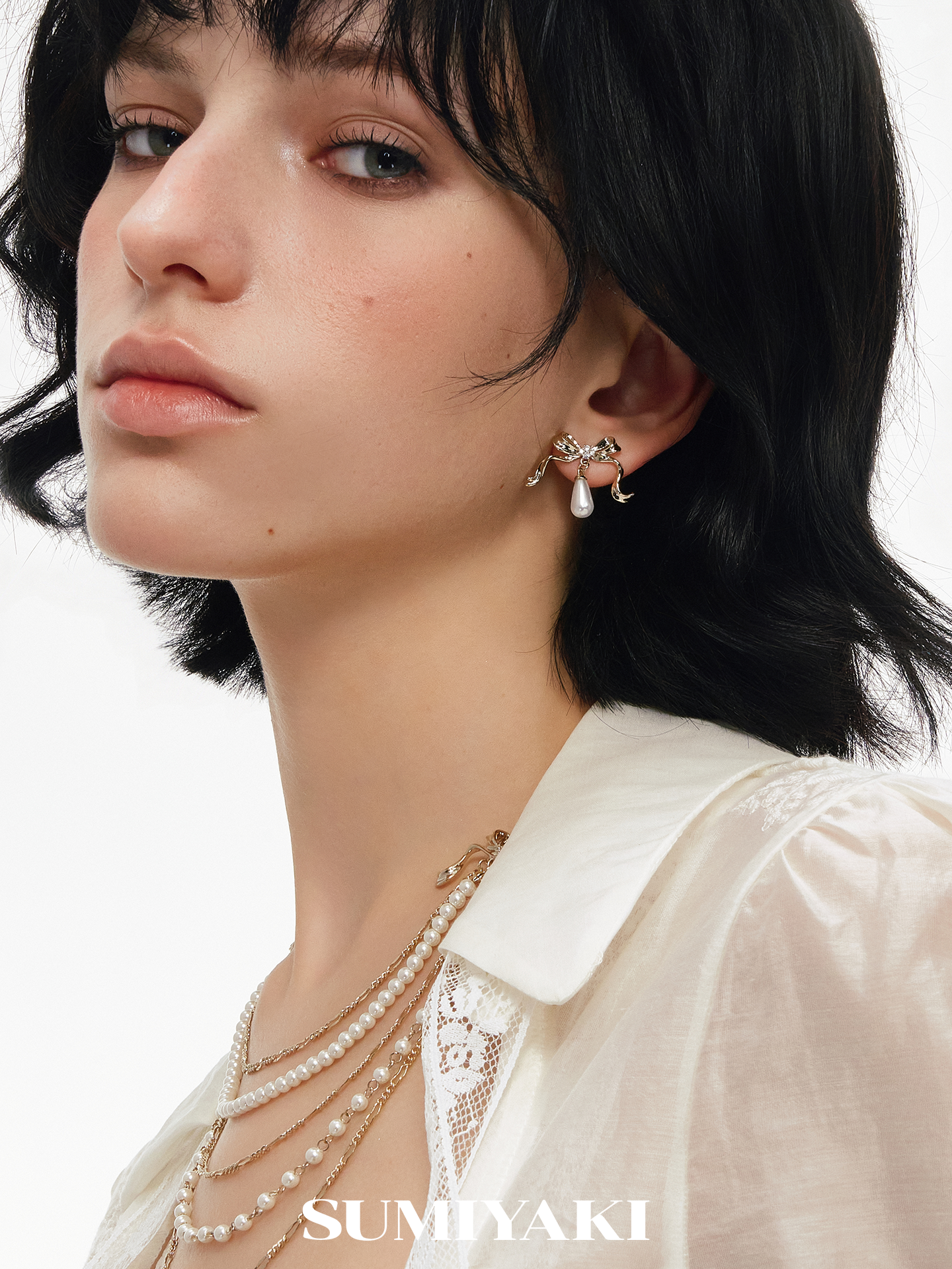 SUMIYAKI Exquisite Bow Pearl Earrings