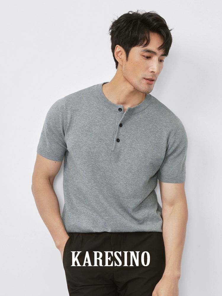 KARESINO Breathable Henry Collar Casual Tee
