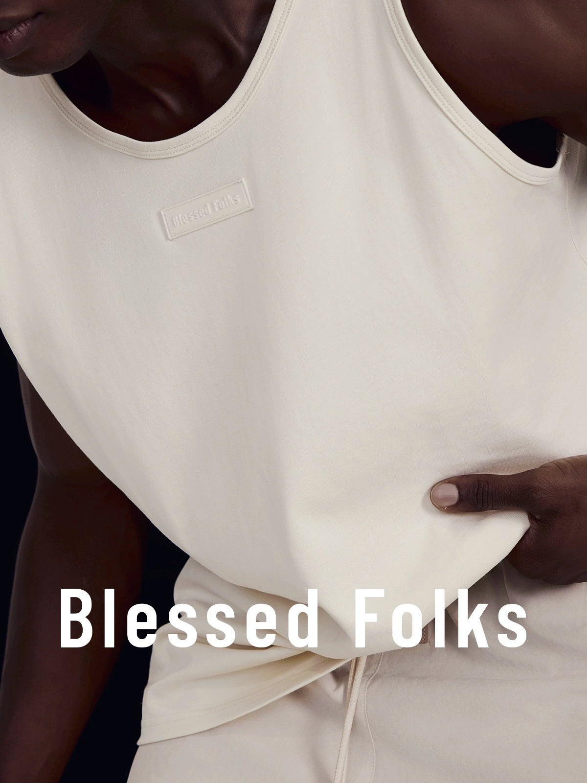Blessed Folks Cotton Label Logo Crew Neck Casual Sports Vest