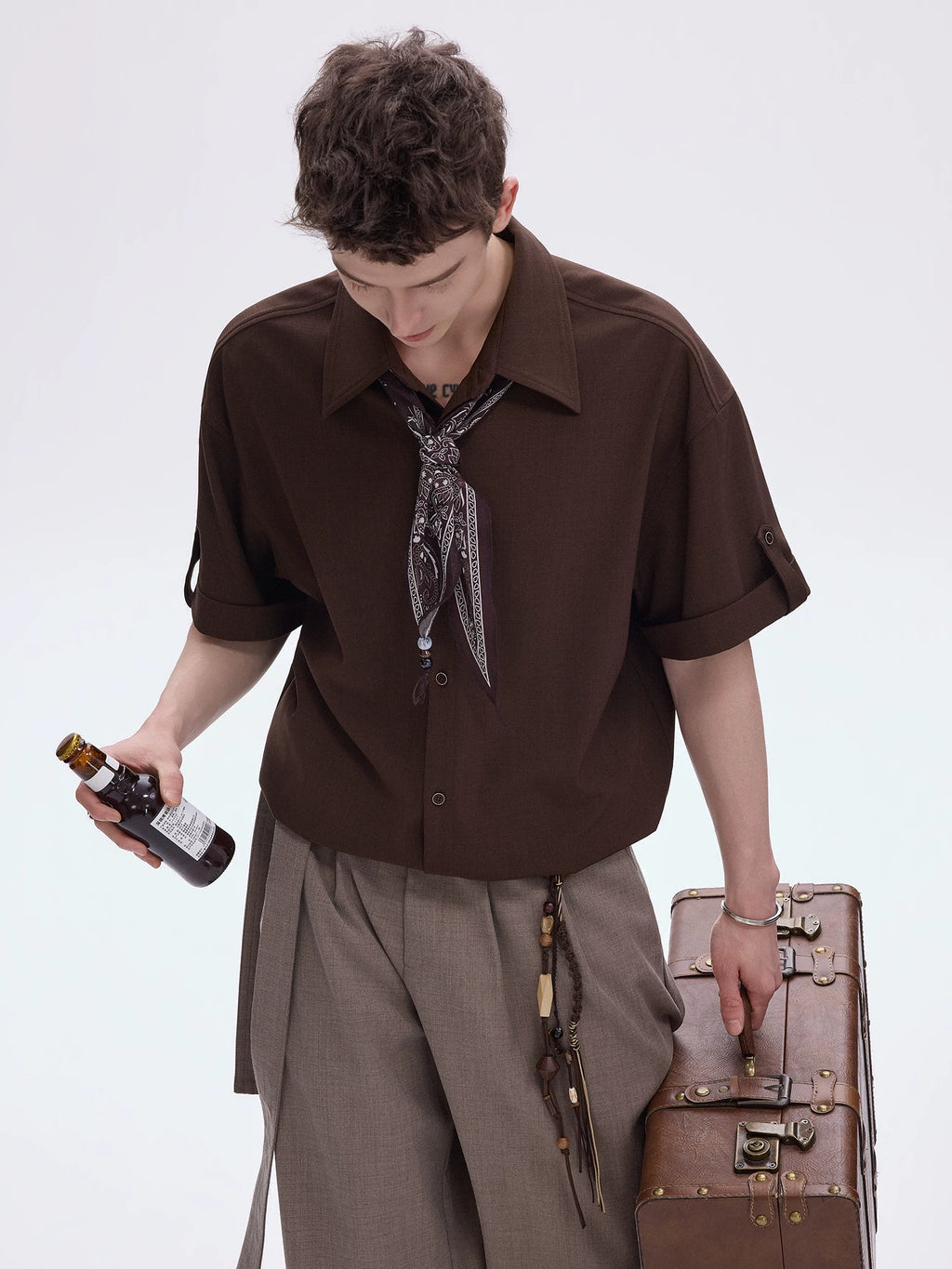 CHOR Vintage Loose Casual Folding Sleeve Shirt