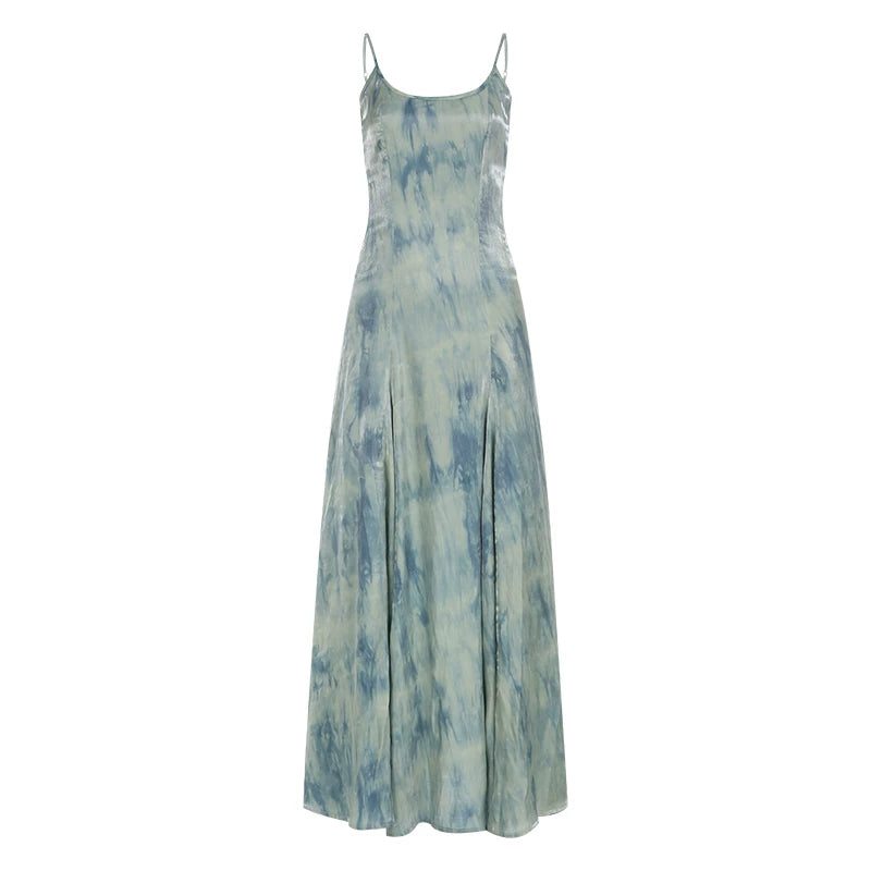 FUNOFF Retro Streamer Smudge Suspender Waist Dress