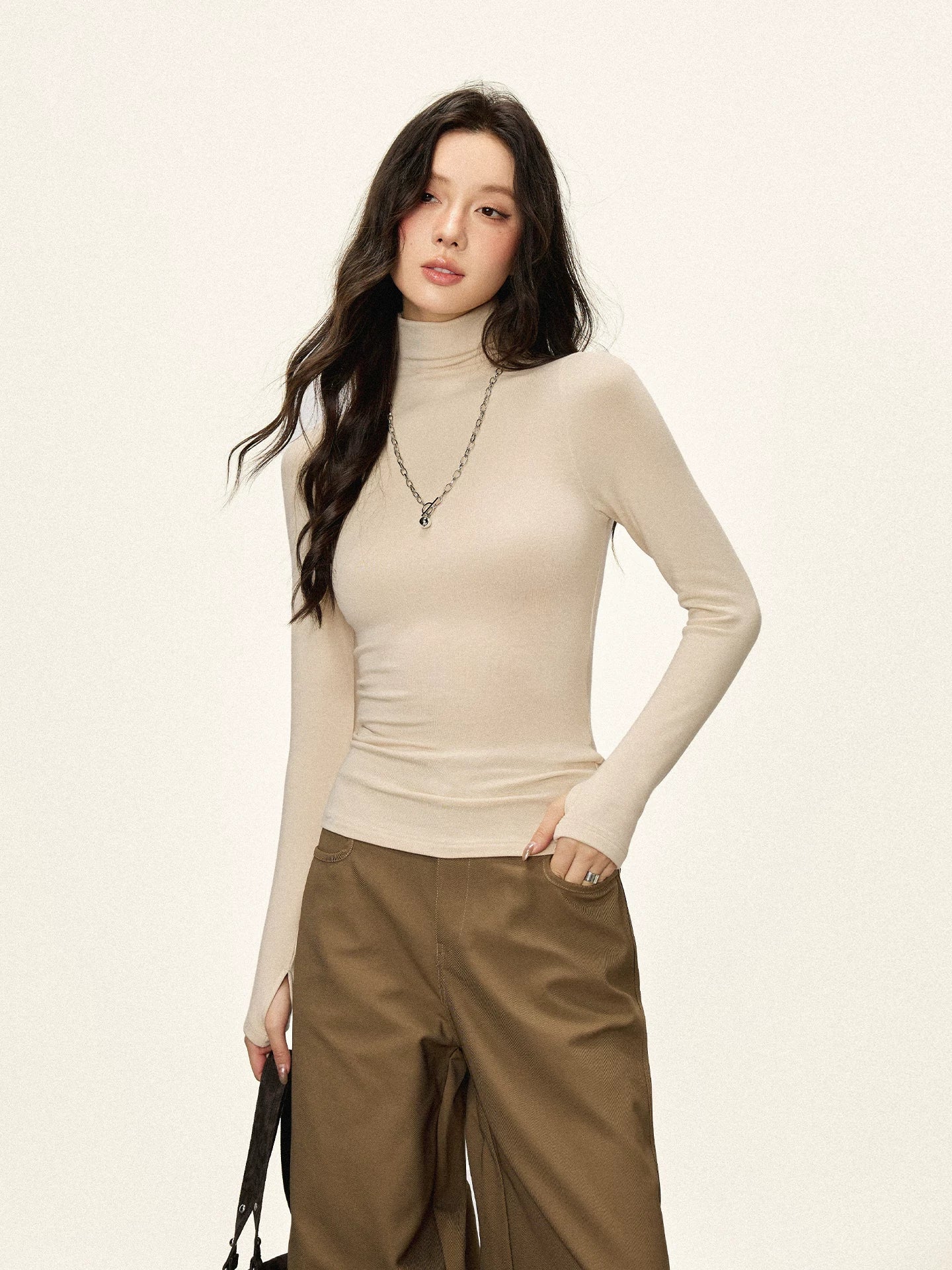 Cherry Melody Turtleneck Knitted Slim Slim Long Sleeves