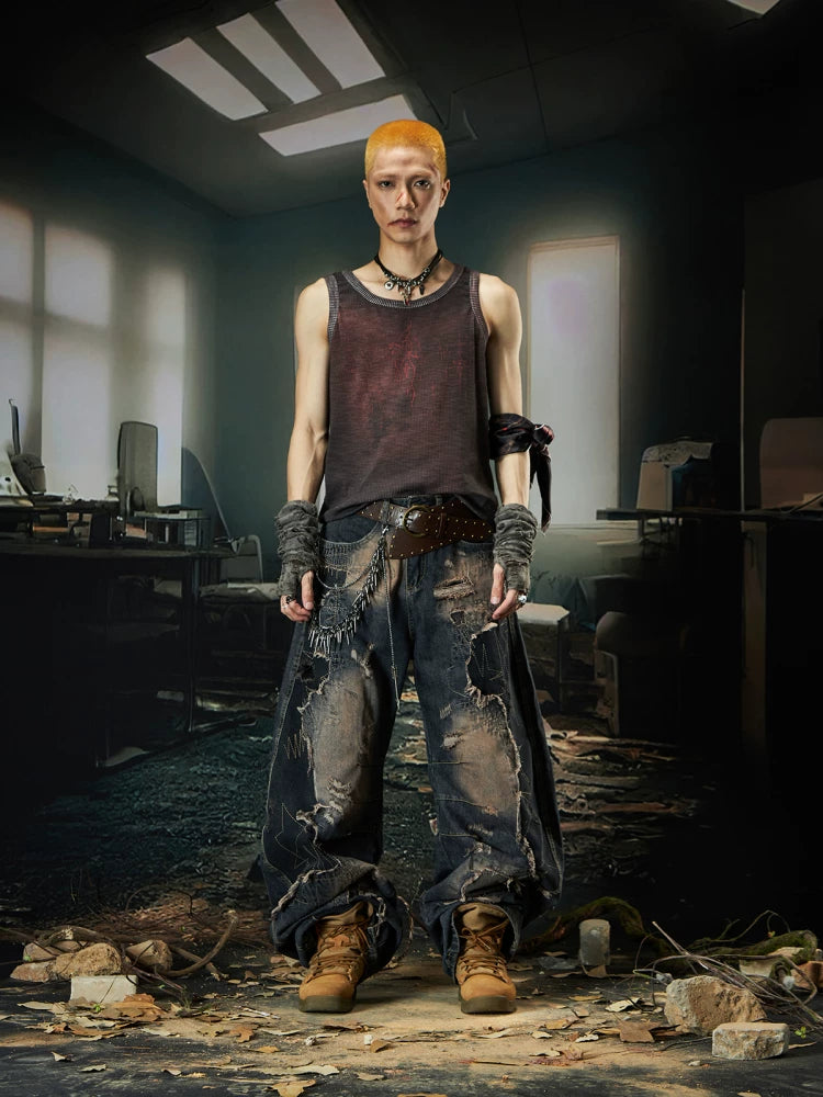 NOMANIAI Wasteland Heavy Industries Patch Old Rough Scimitar Jeans
