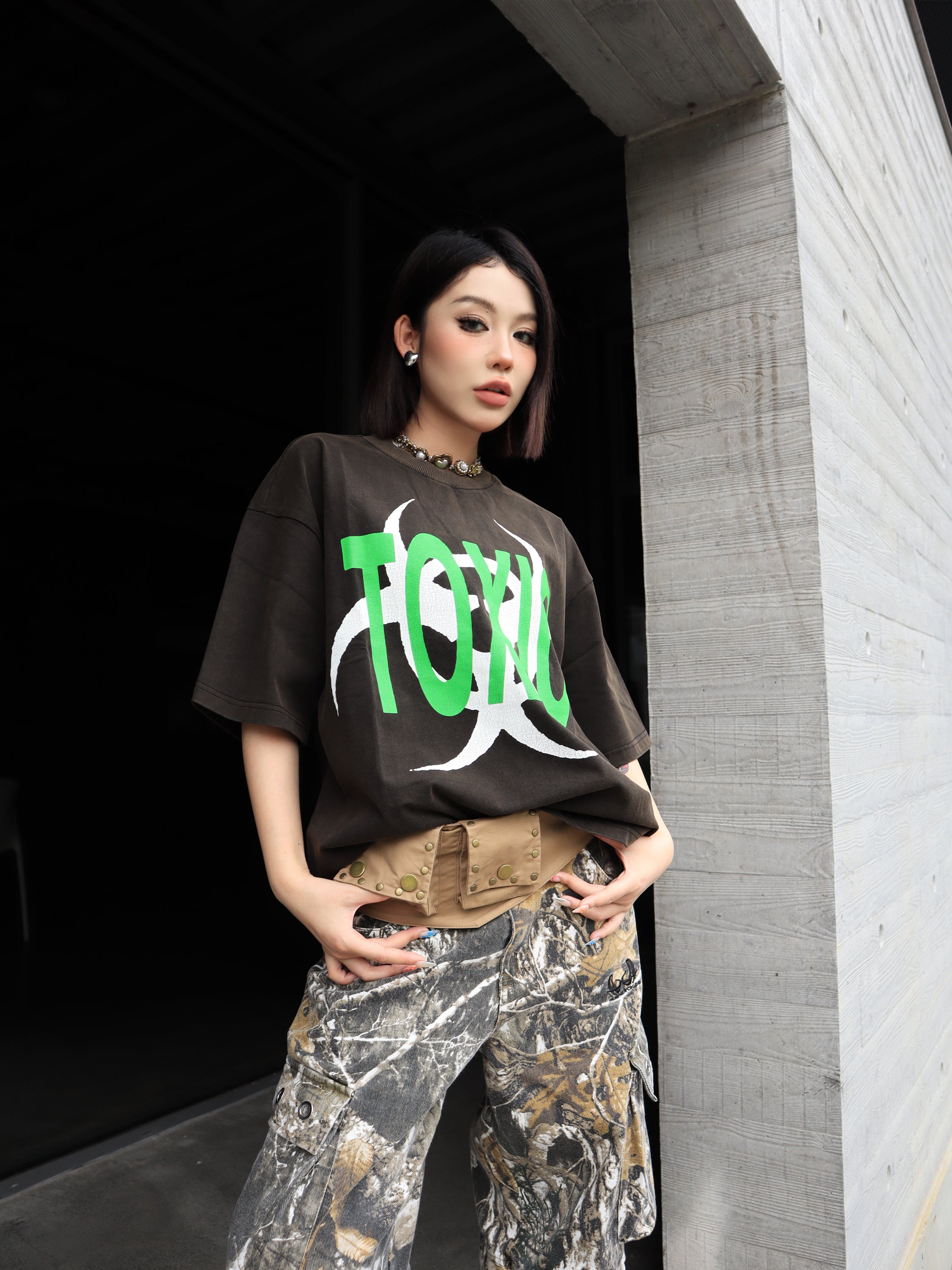 Human Voices Heavy Wash Crack Biochemical Short Sleeve Tee