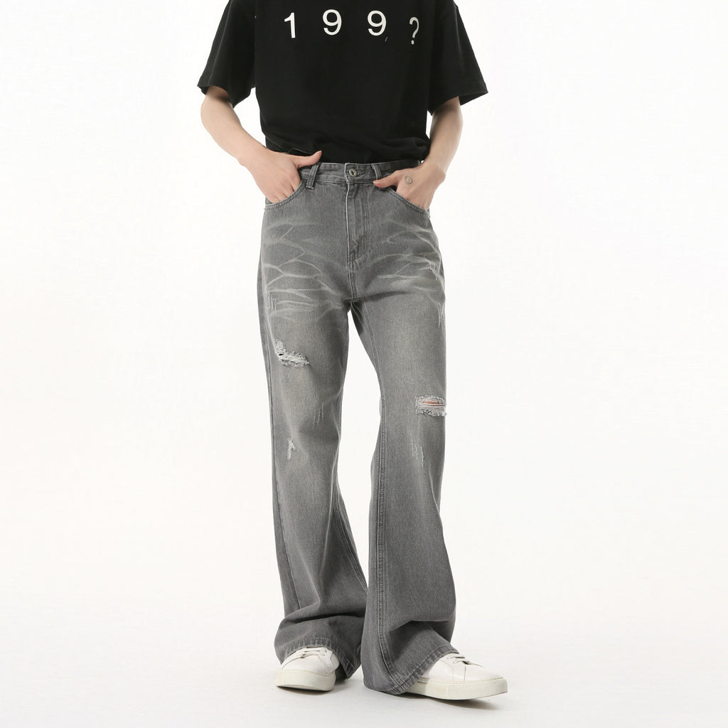 MTLCLOTHES Korean Version Versatile Fashion Micro-pull Denim Trousers