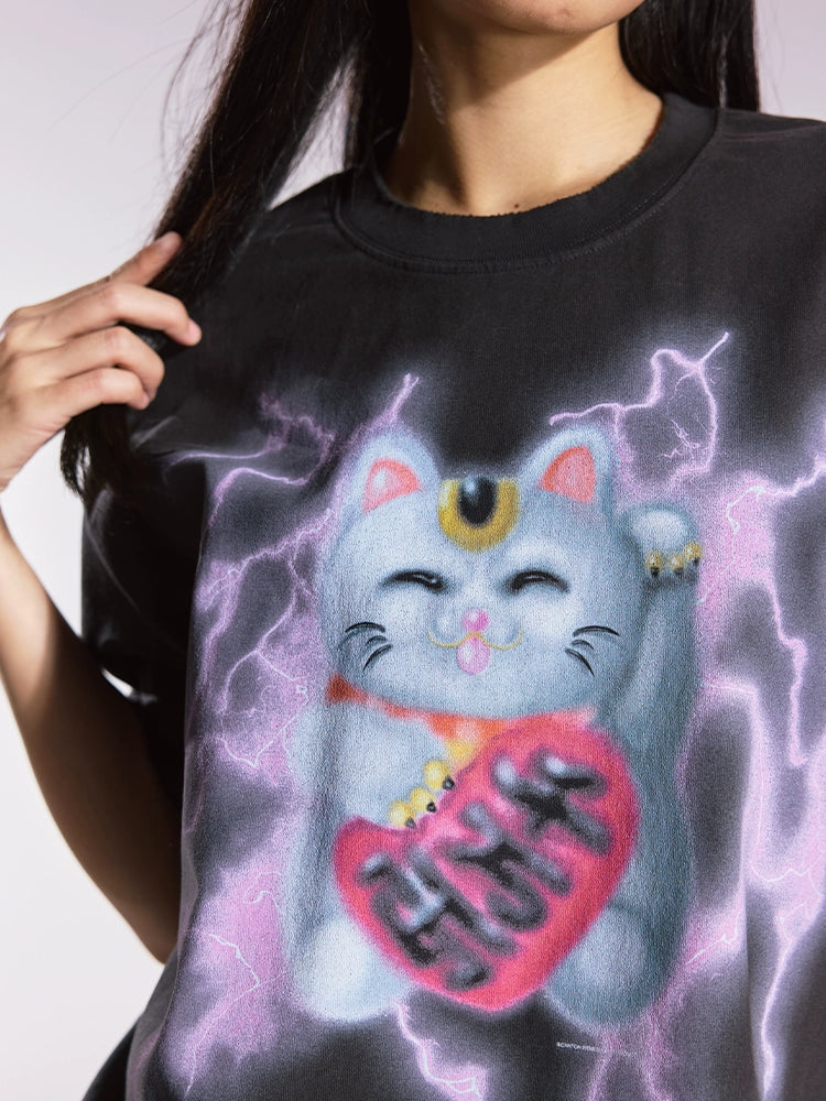 Remedy Thunderbolt Lucky Cat Loose Tee