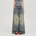 Girlyhalo Wide-leg Embroidered Jeans