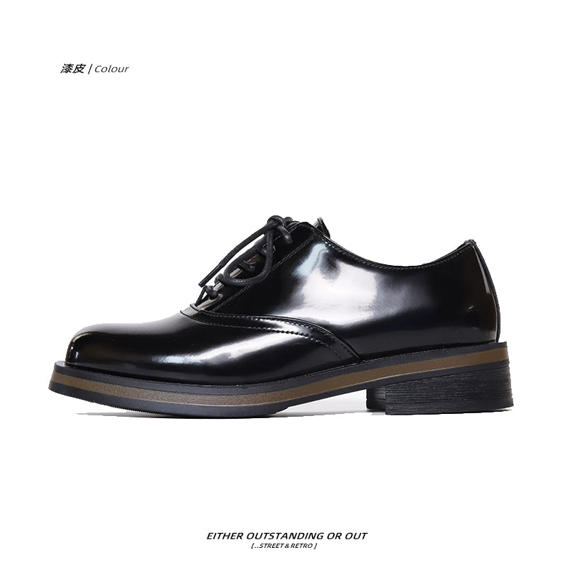 SHENLV STUDIO two-color leather glossy Derby shoes