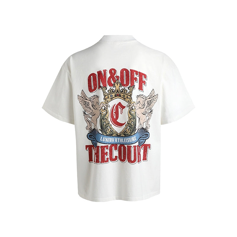 OOTC Retro Direct Injection Printing Small Neckline Tee