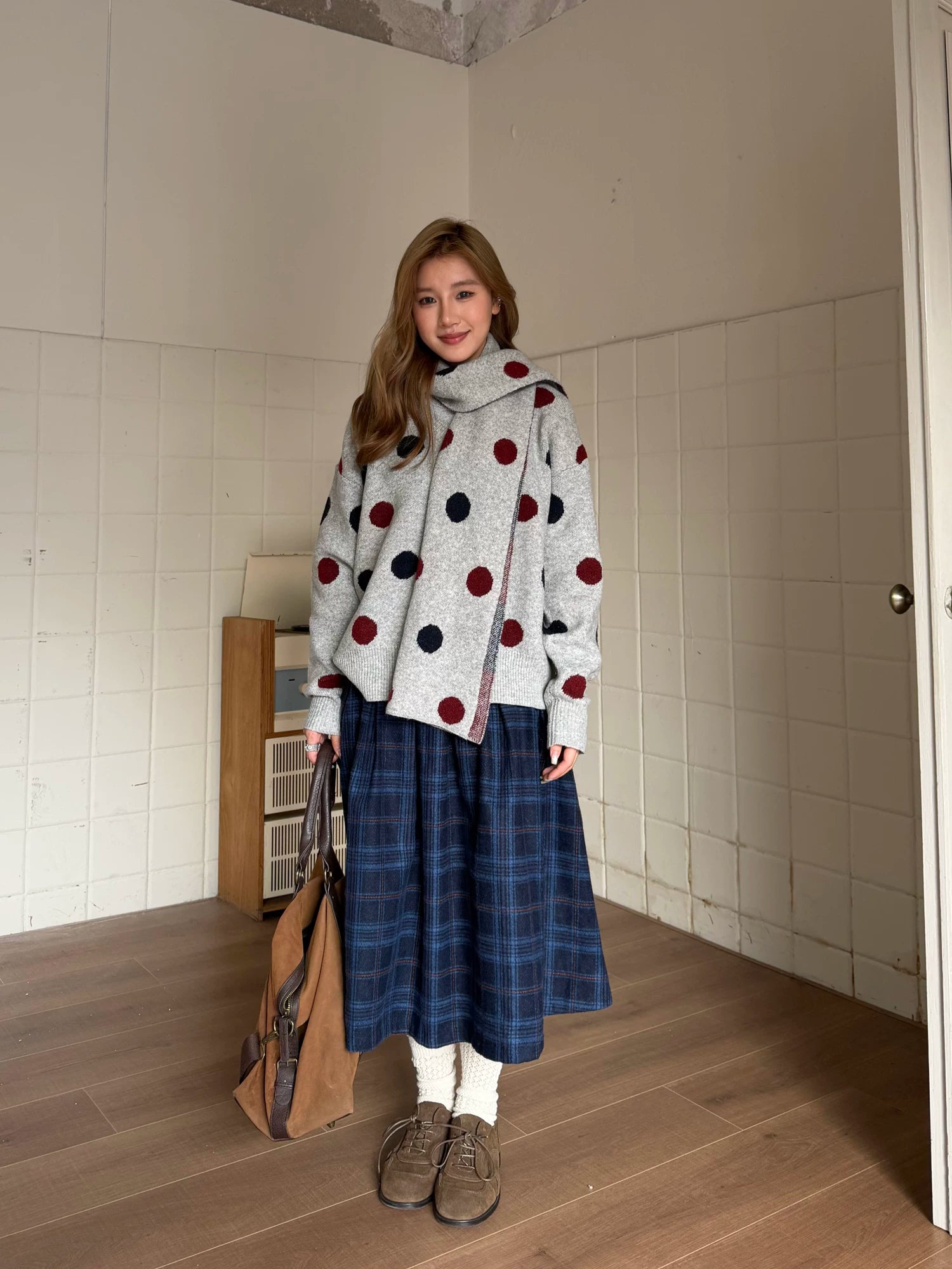 CCYE Polka Dot Lazy Wind with Scarf Sweater