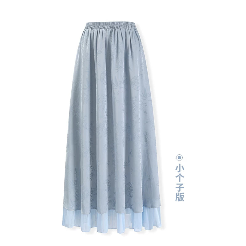 ZIHE Butterfly Jacquard Knitted Top Satin Skirt Set