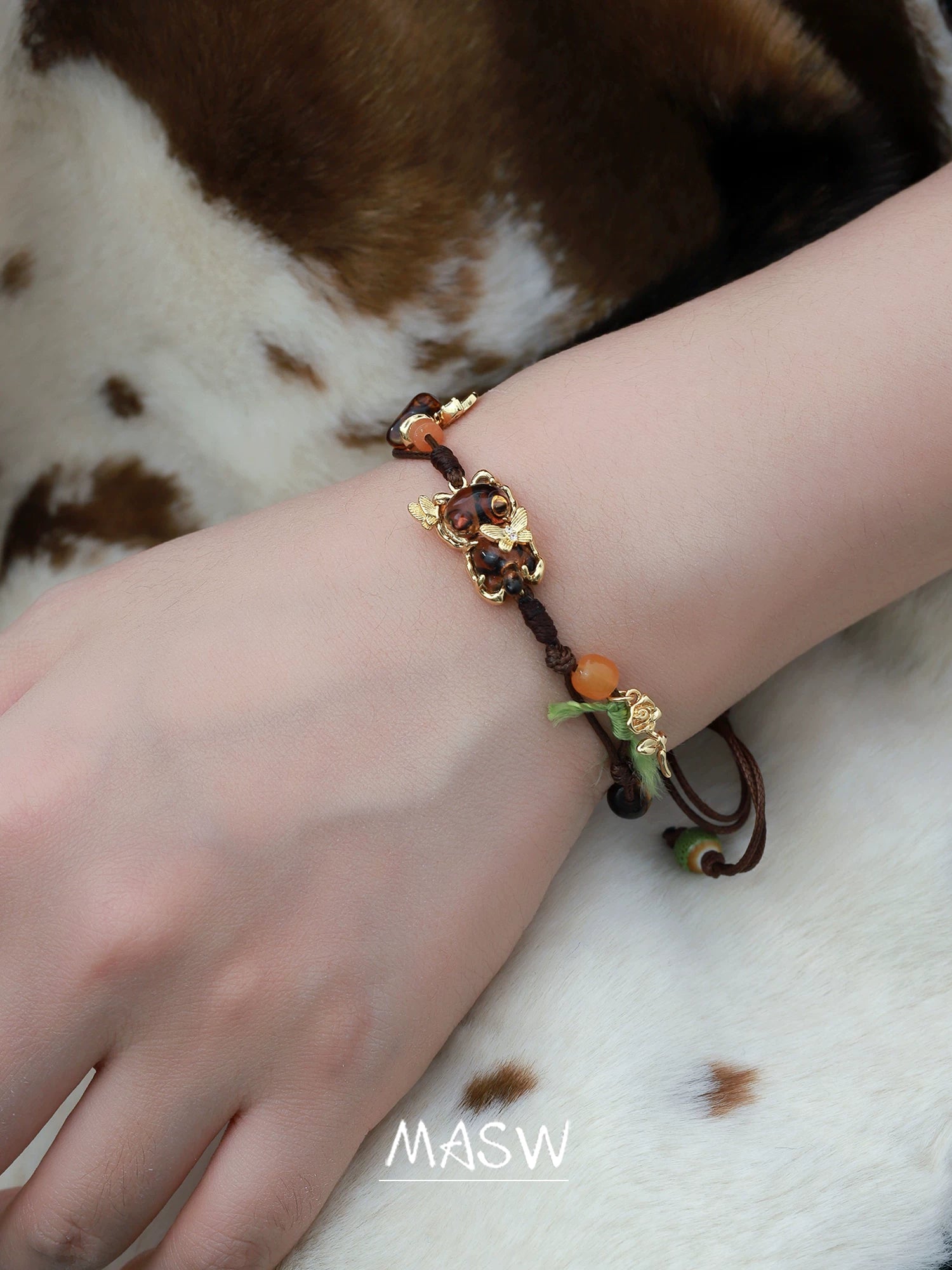 MASW Handwoven Butterfly Cute Pet Cat Bracelet