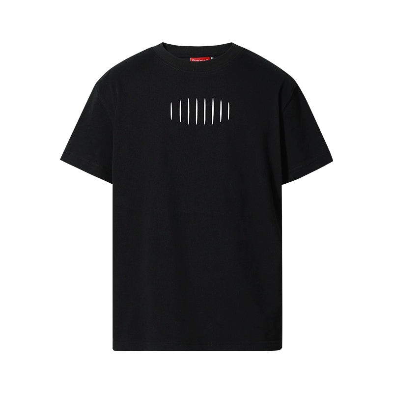 FUNKYFUN Band Vertical Pattern Print Crew Neck T-Shirt