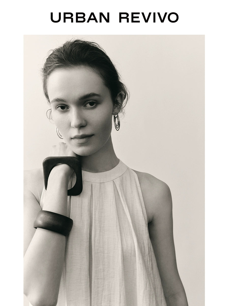 URBAN REVIVO Neck Off-the-shoulder Loose Sleeveless Blouse Shirt