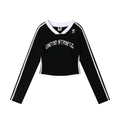 US Vintage Ribbon V-Neck Long Sleeve