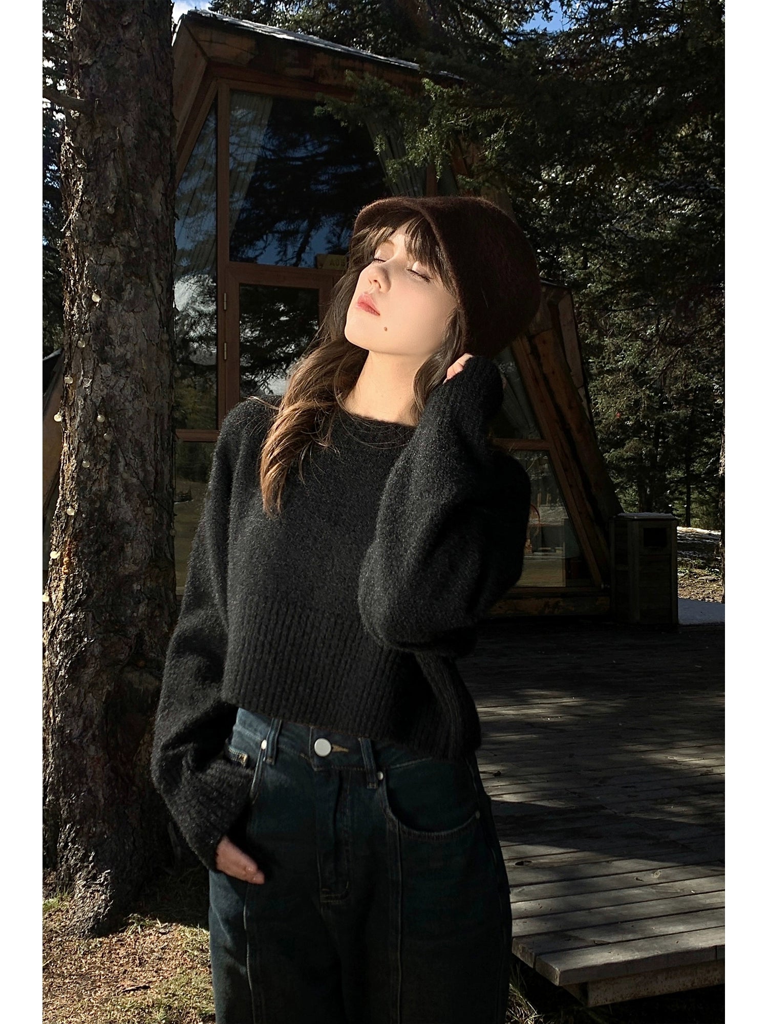 NEVA HU Short Versatile Pullover Knitted Sweater