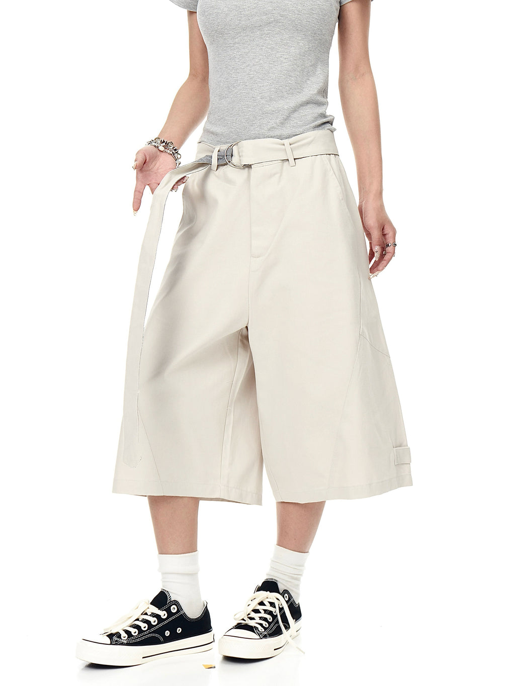 BLACKLISTS Niche Deconstructed Plaid Belt Tooling Shorts