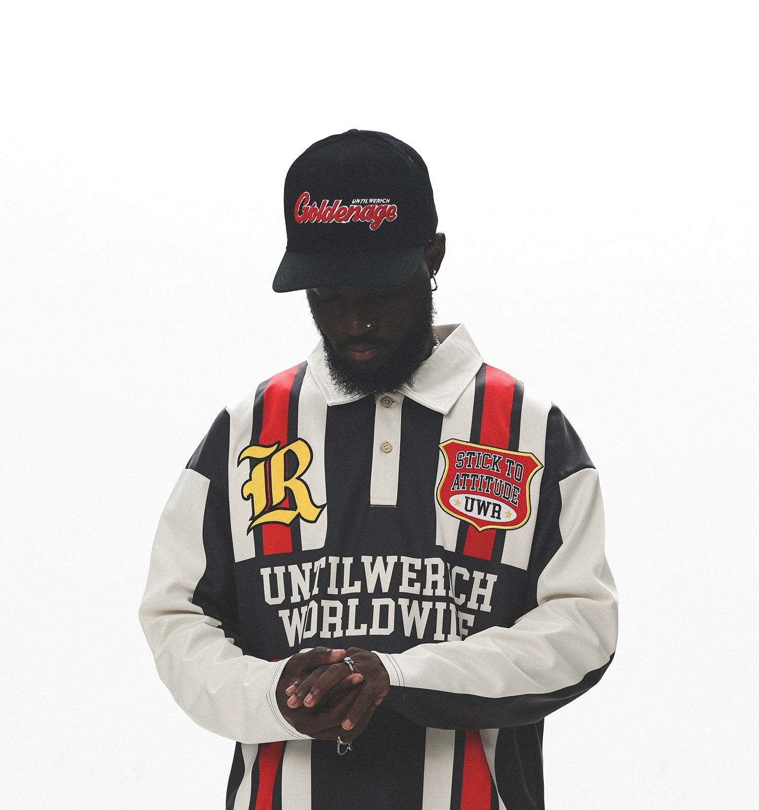 UNTILWERICH Vintage Sports Wind Contrast Color Splicing POLO Long Sleeve