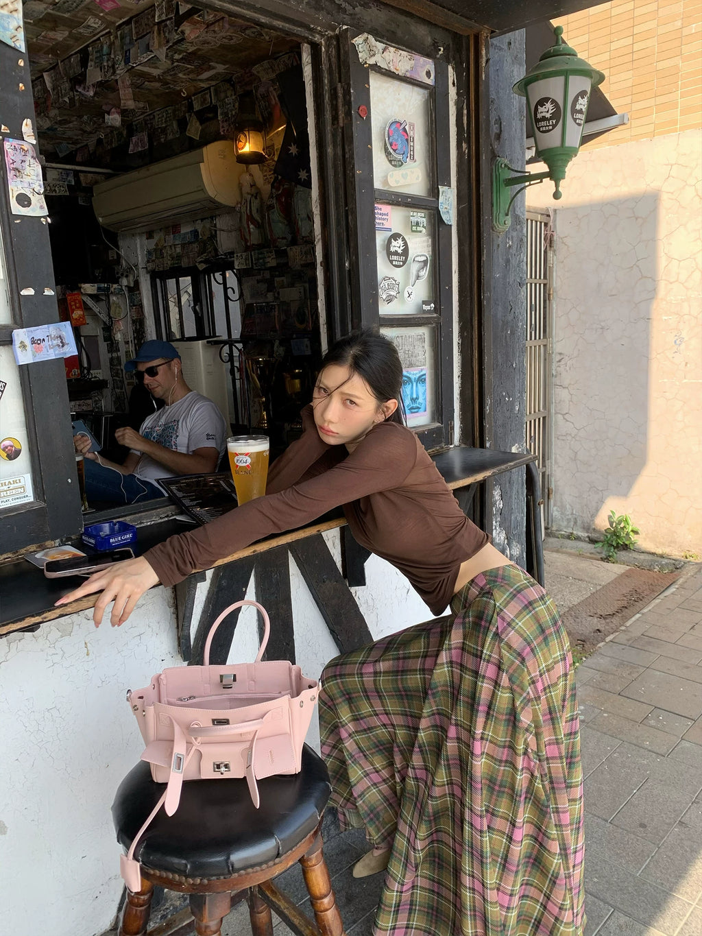 YOUNG KYLIN Contrasting Plaid Skirt