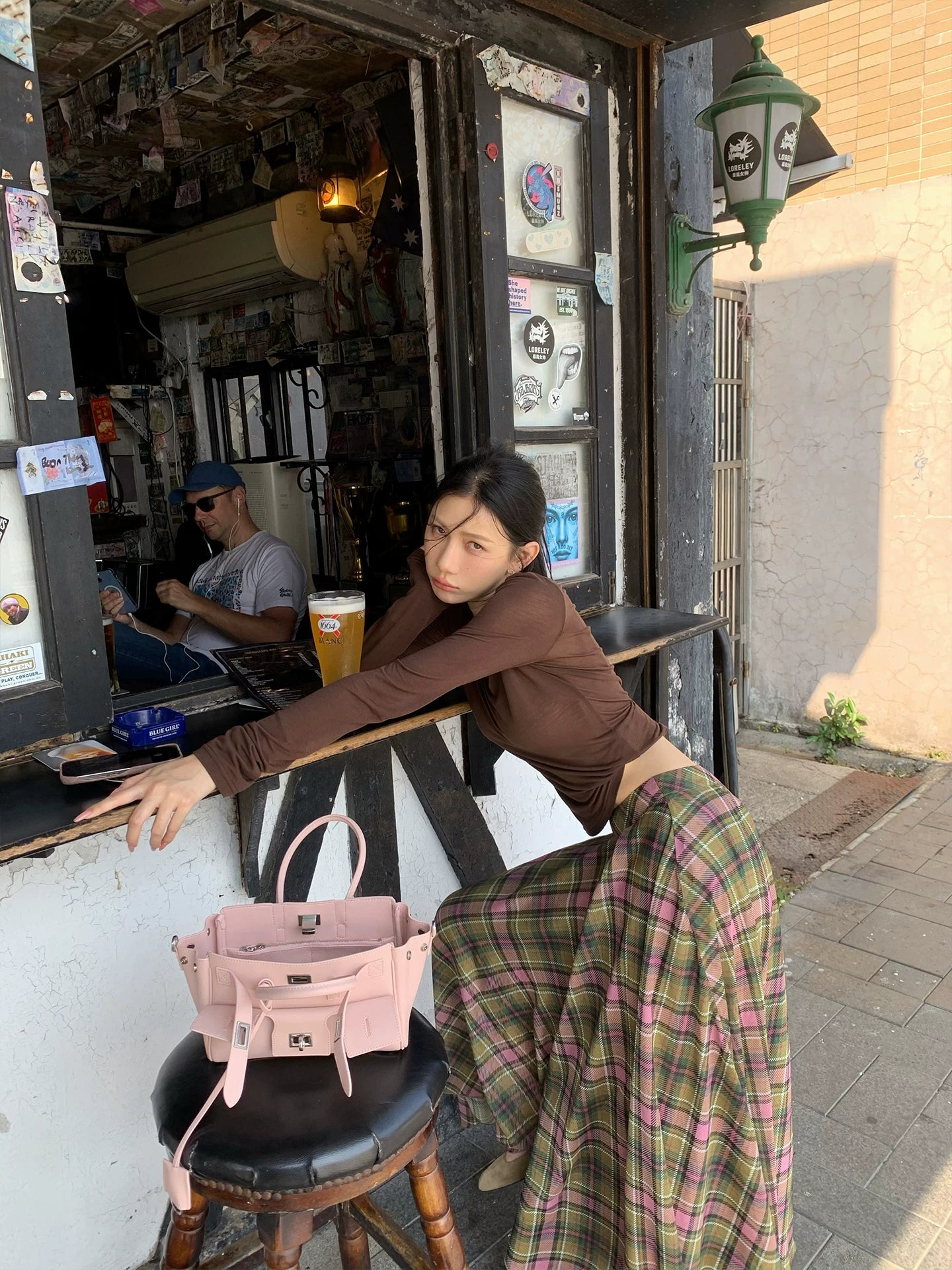 YOUNG KYLIN Contrasting Plaid Skirt