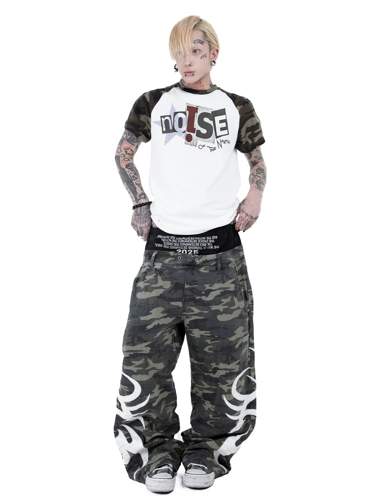 DETW Camouflage Double-waisted Boxing Pants Profile Three-dimensional Casual Pants