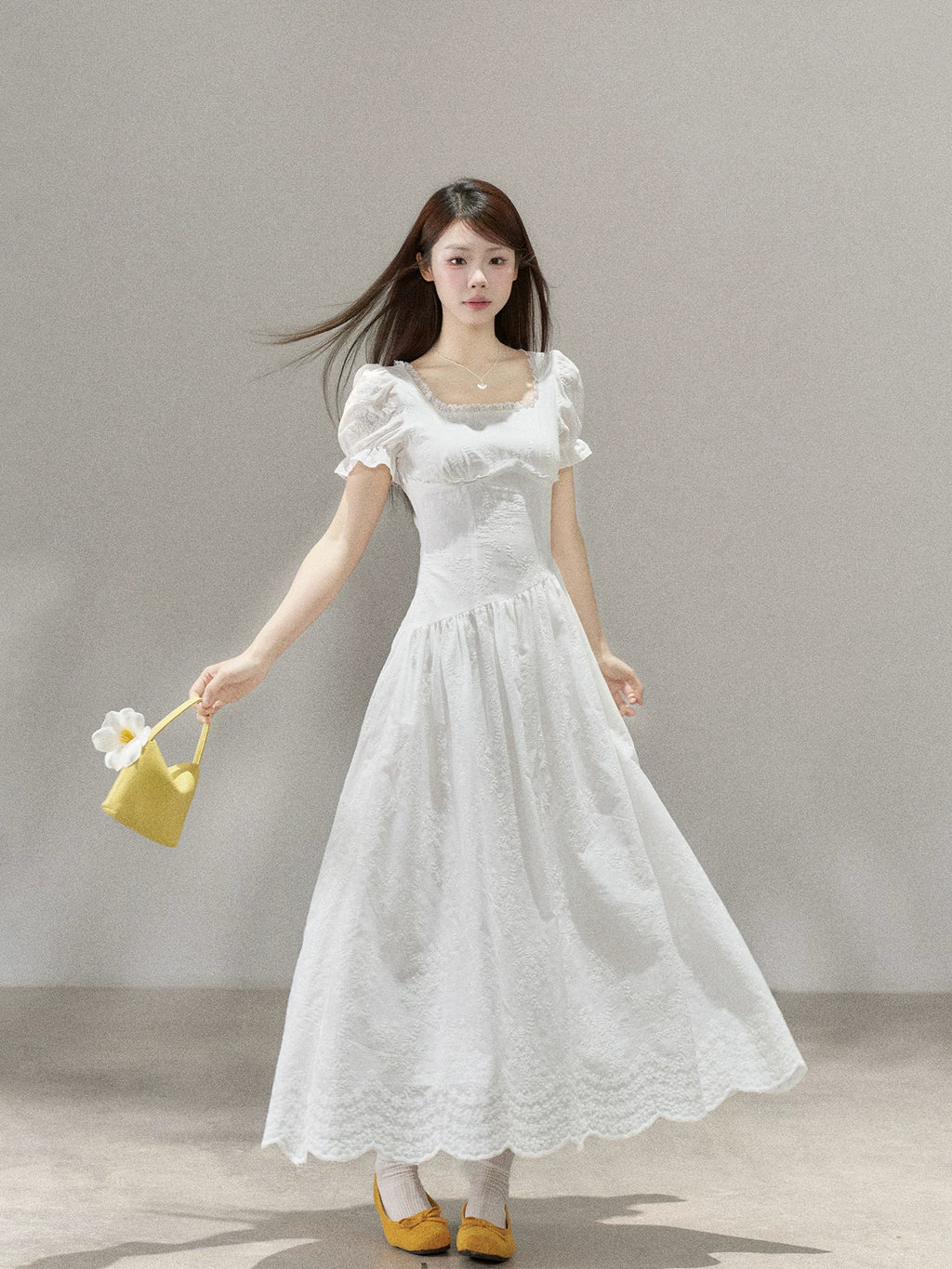 Wildberry Square Collar Waist Temperament Dress