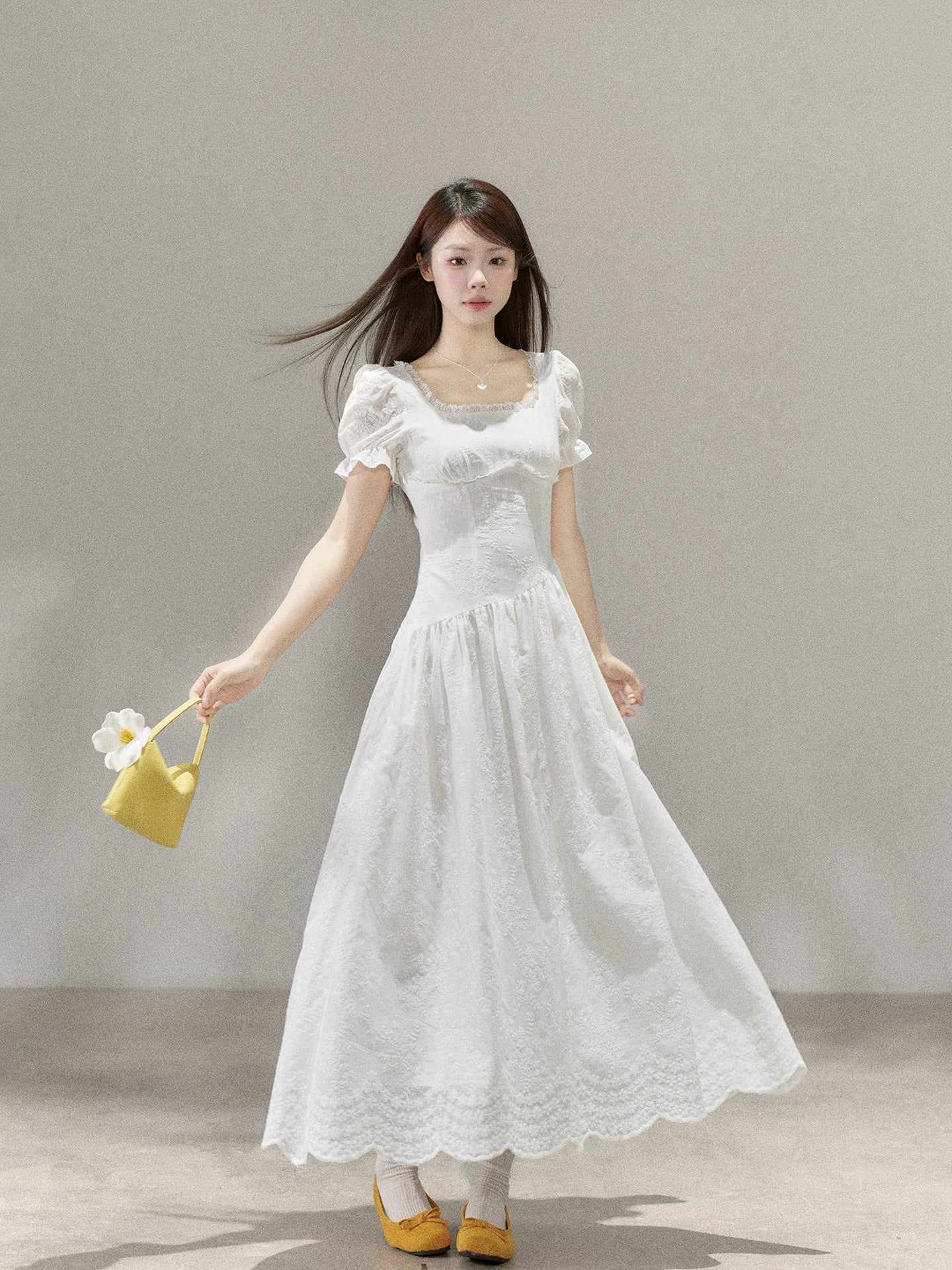 Wildberry Square Collar Waist Temperament Dress