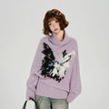 Girlyhalo Vintage Jacquard Turtleneck Knitted Sweater