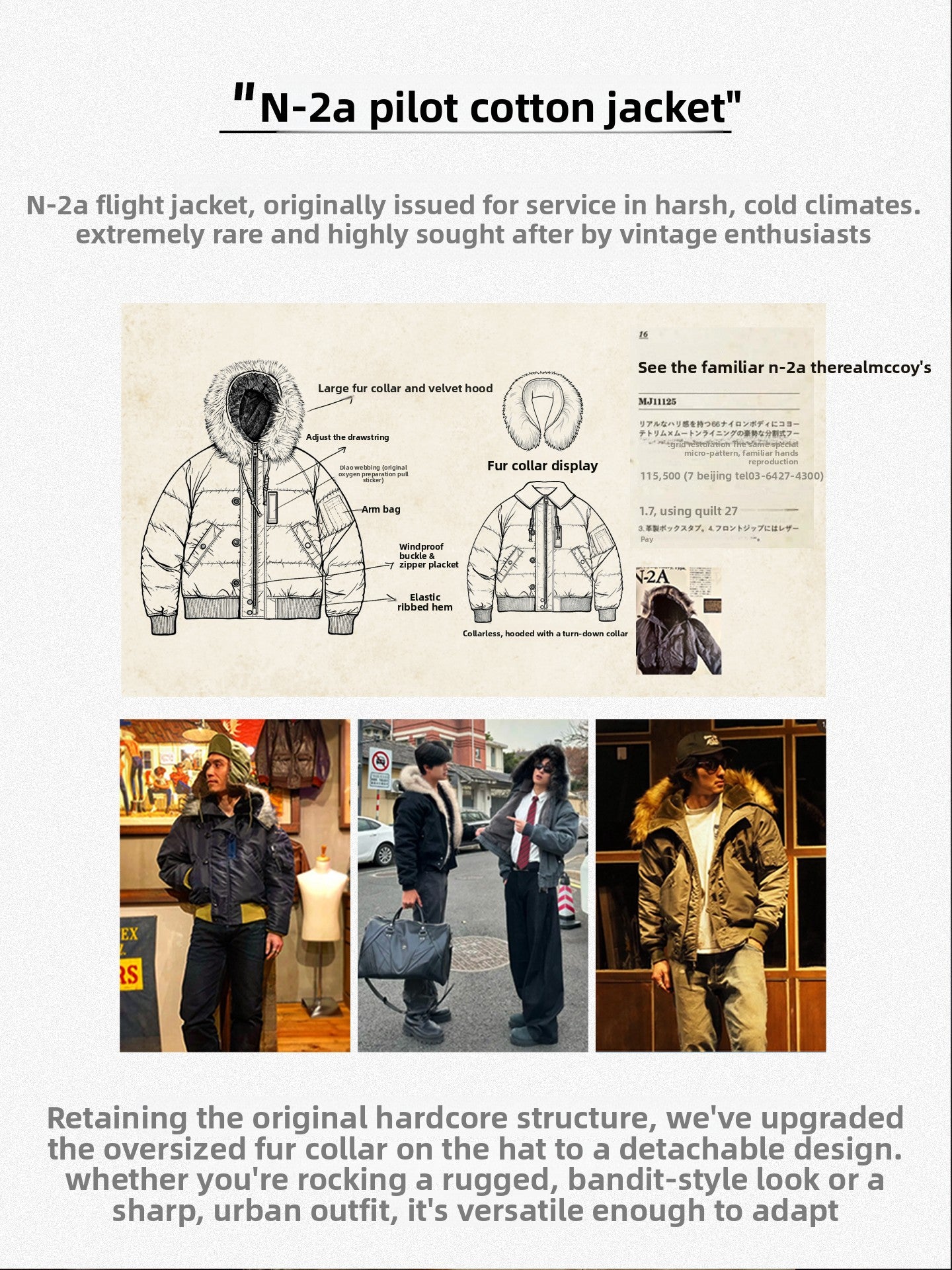 Madden Vintage N2A Fur Collar Short Jacket