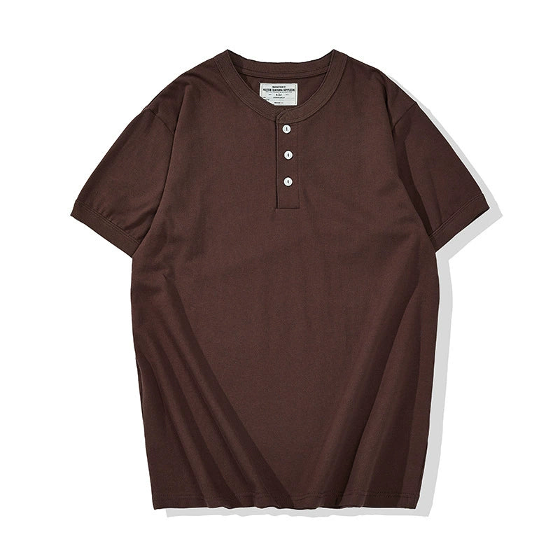 PrintAce Vintage Henry Neck Button Shirt TEE