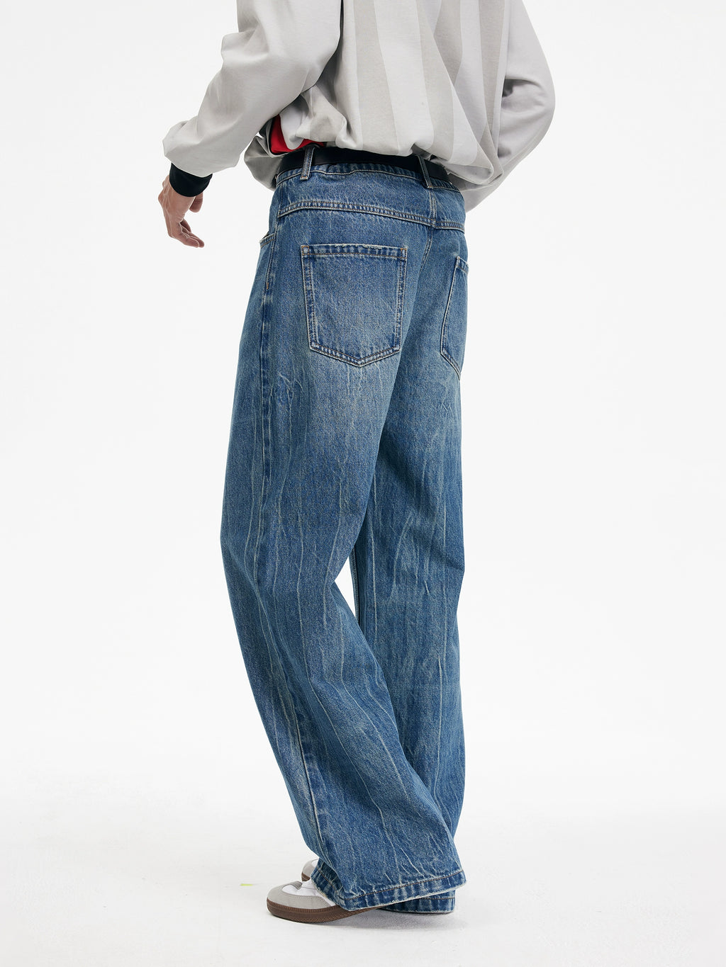 DIMC Water Pattern Tie Flower Washed Jeans