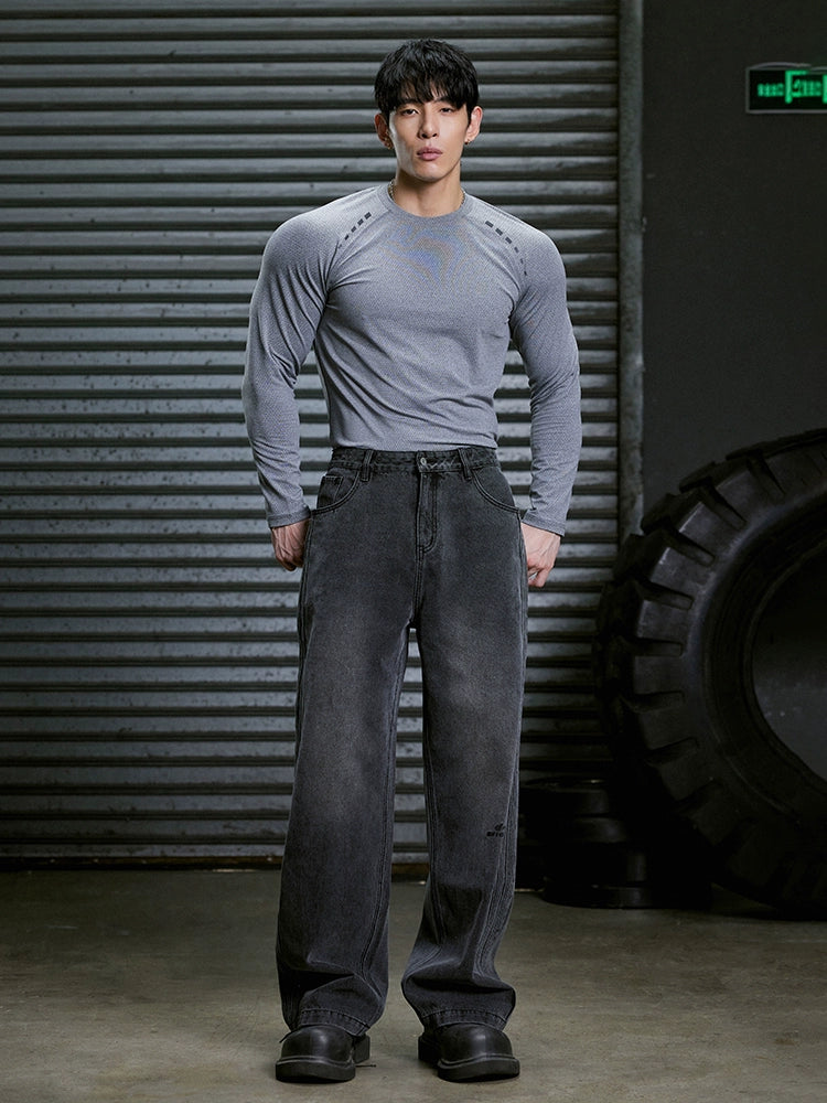 MuscleDog Reflective Print Breathable Long Sleeve