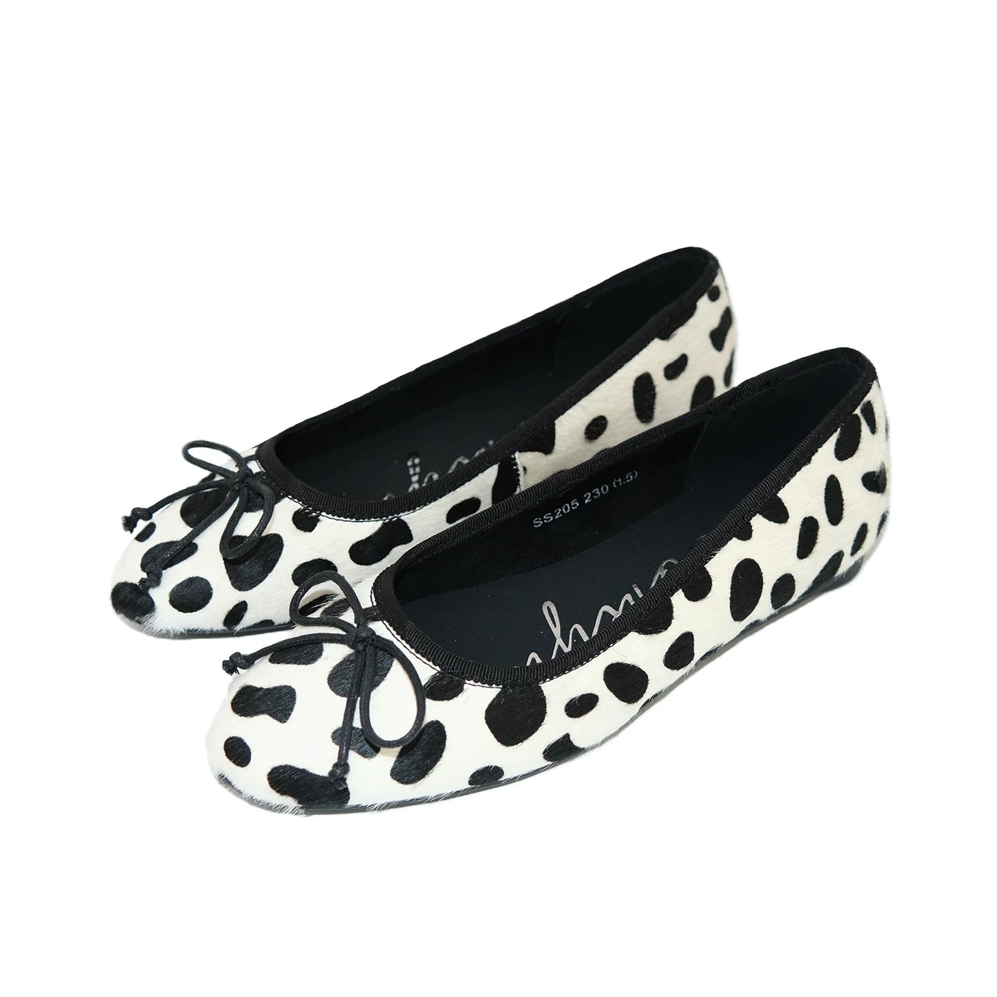 Mooreyu Polka Dot Bow Light Mouth Flat Shoes