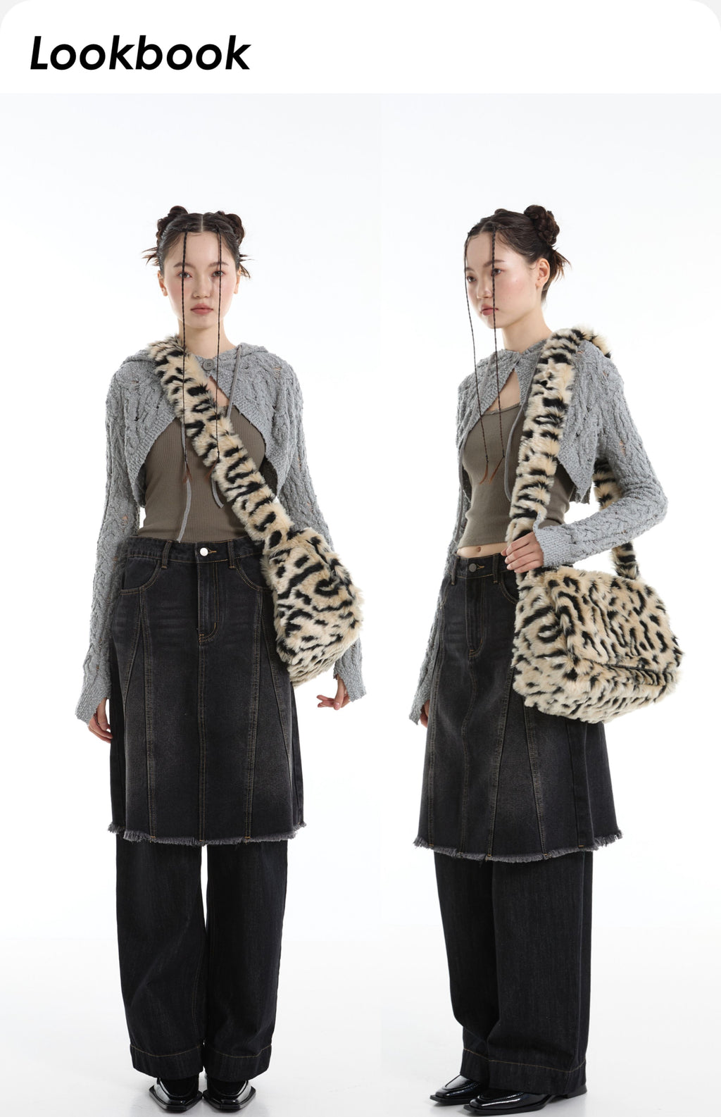 DirtySix spotted leopard flip square bag