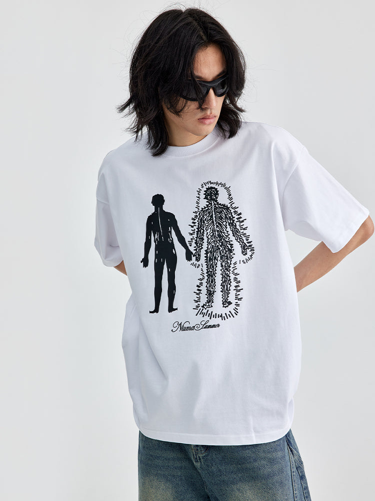 (NMK) Parallel Particle Humanoid Pure Cotton Tee