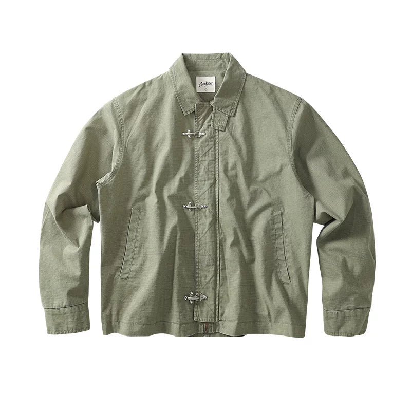 CoosRetro Vintage Washed Old Placket Tooling Jacket