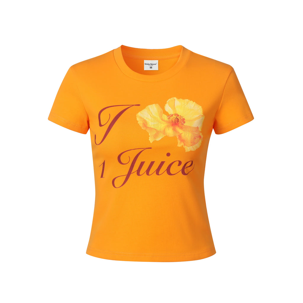 UnderStress Flower Flower Type Front Shoulder Short Waist Tee