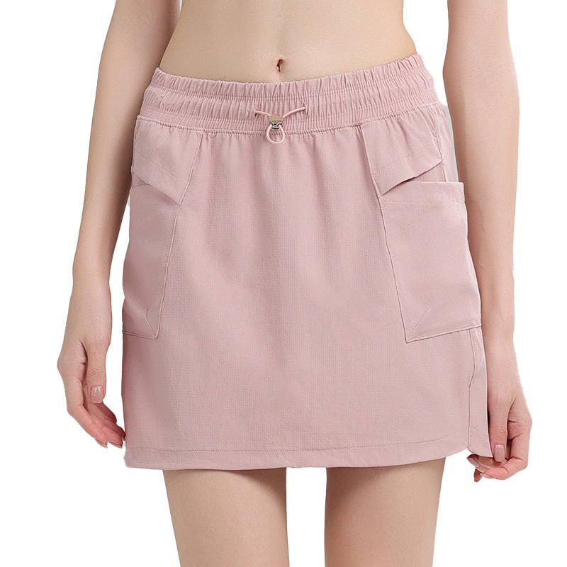 TIANQINGSE Elastic High Waist Lined Yoga Sports Skirt