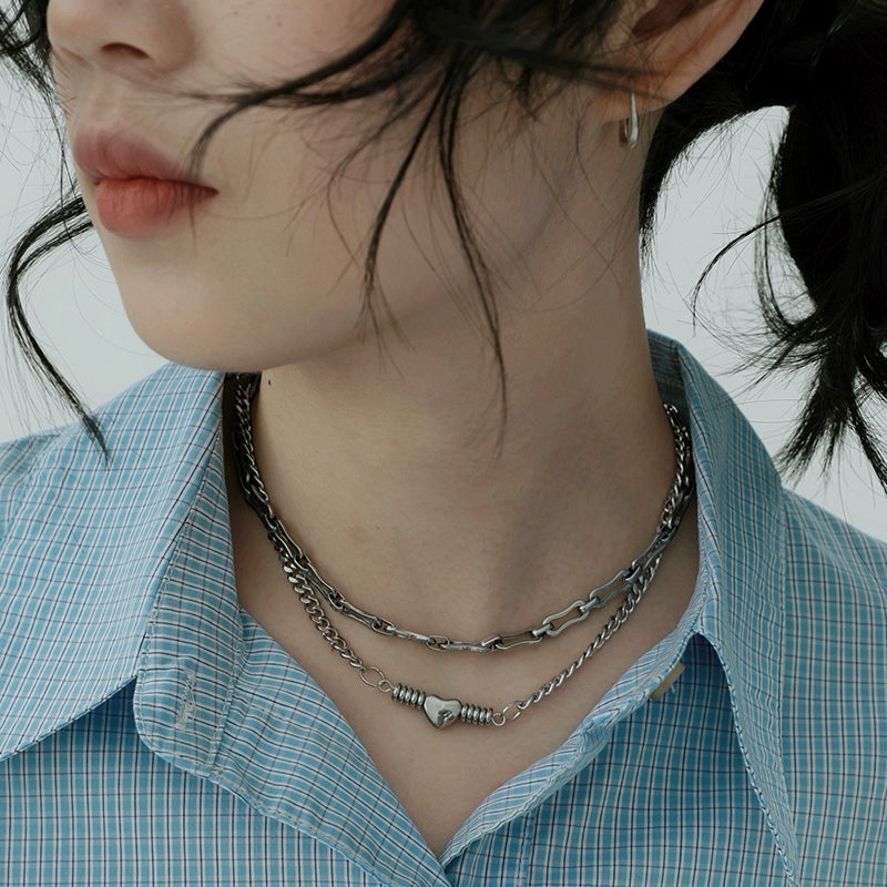 STILLYOU Love Double Layer Stacked Titanium Steel Necklace