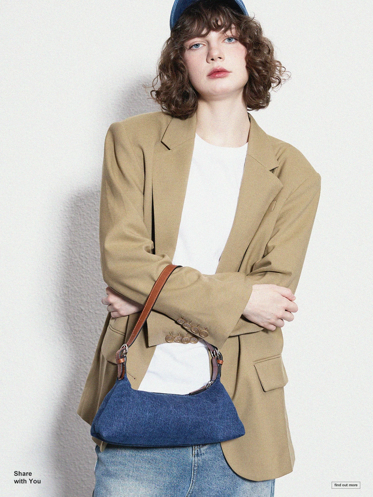 Momogigi Vintage Niche Leather Splicing Handheld Underarm Bag