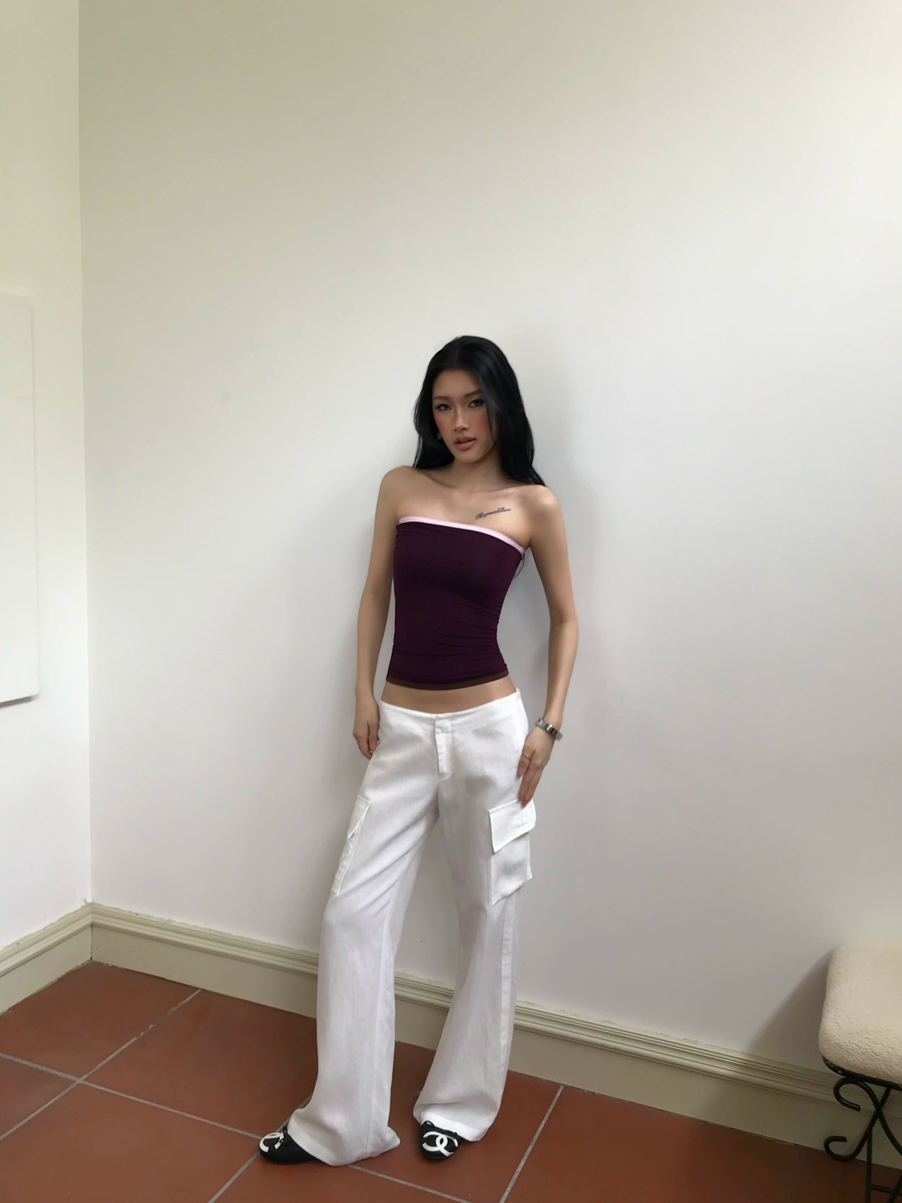 Audwyn Low Waist Skinny Wide Leg Pants