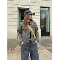 CCYE Retro Leopard Print Front Shoulder Denim Jacket